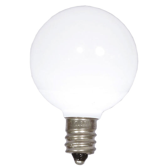 Vickerman G40 Cool White Ceramic LED Nickel Base Bulb E12 120V  .6 Watts 25 Bulbs per Pack.