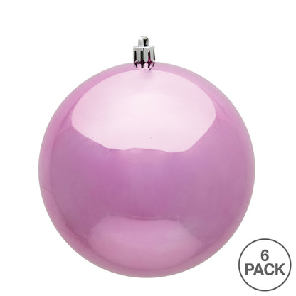 Vickerman 4" Pink Shiny Ball Ornament 6 per Bag
