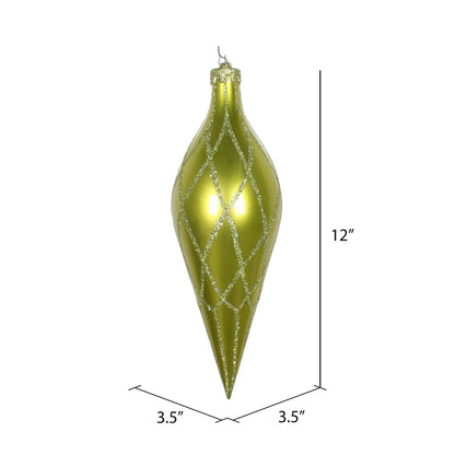 Vickerman 12" Lime Candy Finish Finial Ornament with Glitter Accents