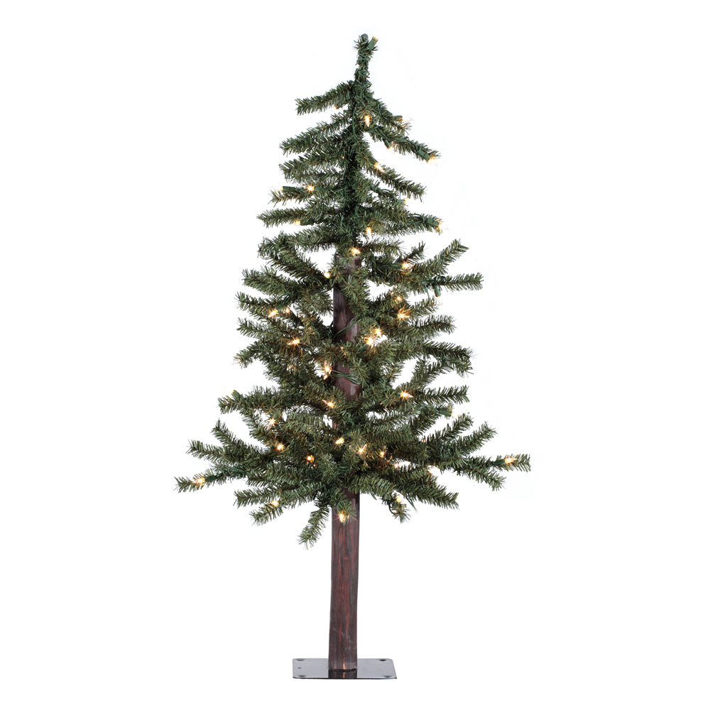 Vickerman 3' x 21" Natural Alpine Artificial Christmas Tree Warm White LED Lights.