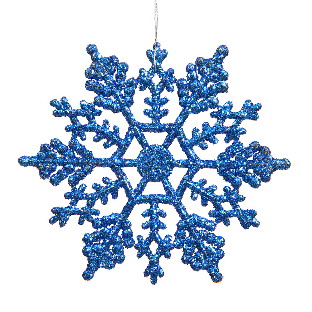 Vickerman 8" Blue Glitter Snowflake Christmas Ornament 12 per Box