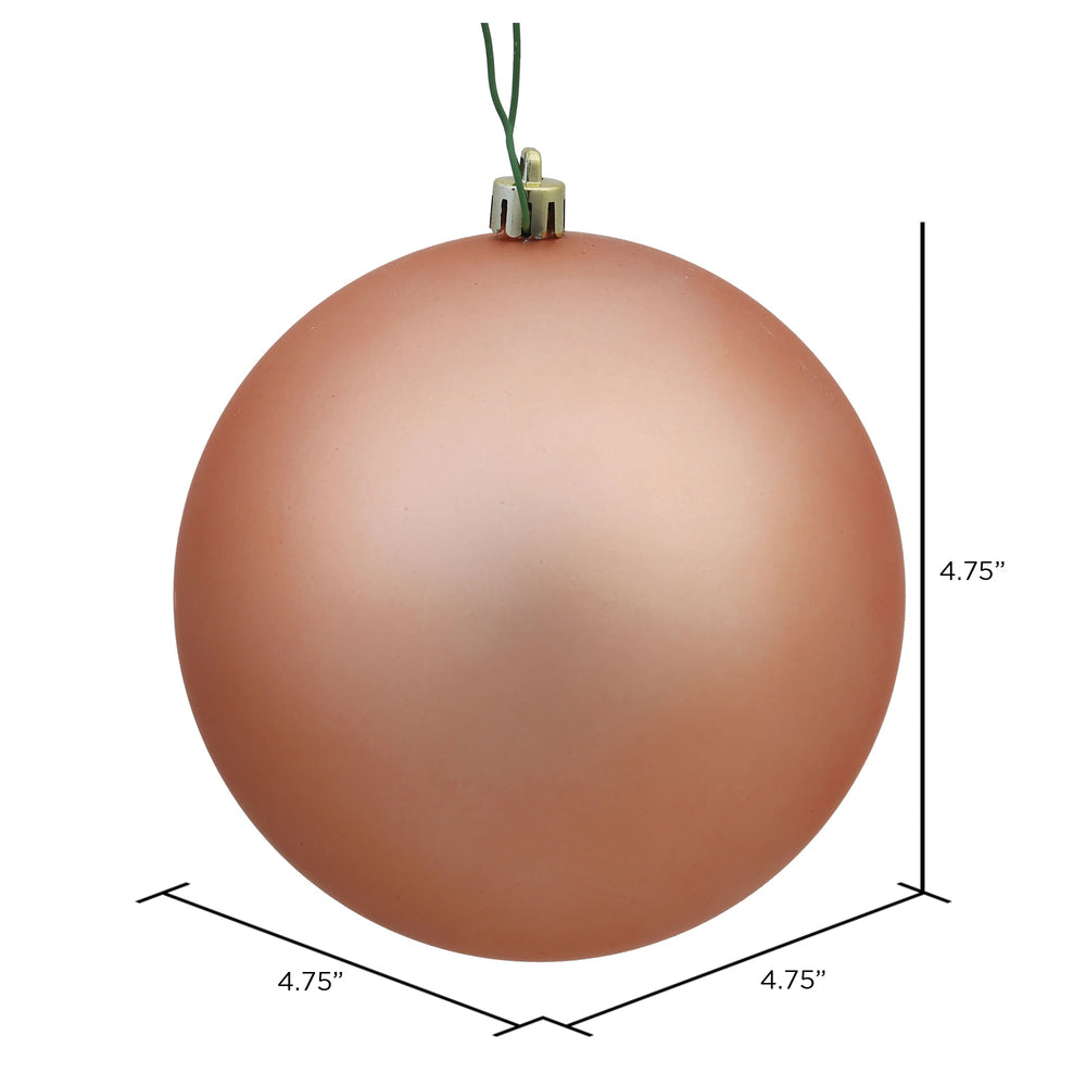 Vickerman 4.75" Rose Gold Matte Ball Ornament 4 per Bag