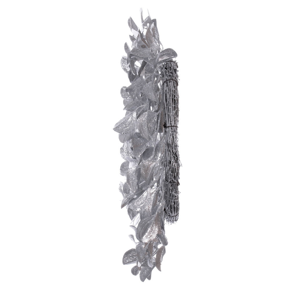 Vickerman 24" Silver Artificial Dogwood Glitter Wreath