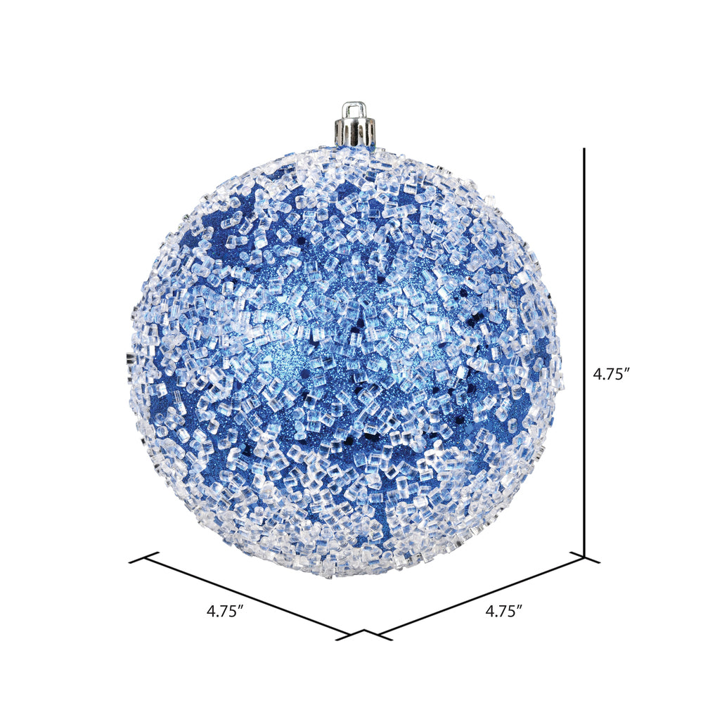 Vickerman 4.75" Blue Glitter Hail Ball Ornament 4 per Bag