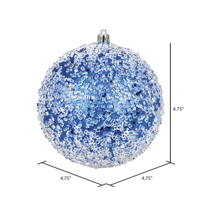 Vickerman 4.75" Blue Glitter Hail Ball Ornament 4 per Bag