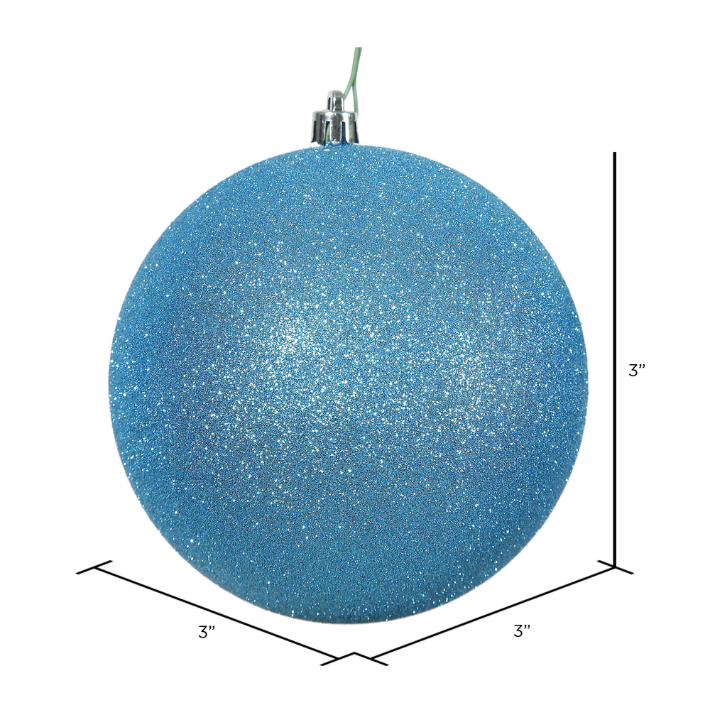 Vickerman 3" Turquoise Glitter Ball Ornament 12 per Bag