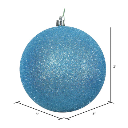 Vickerman 3" Turquoise Glitter Ball Ornament 12 per Bag
