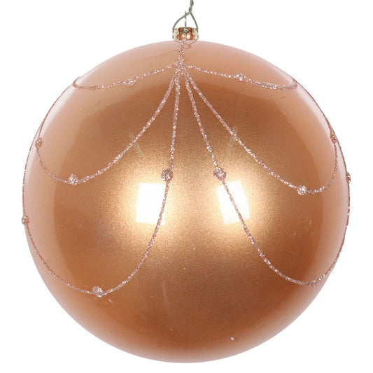 Vickerman 6" Café Latte Candy Finish Curtain Ornament with Glitter Accents 3 per Bag