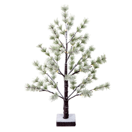 Vickerman 2' Green Frosted Mini Pine Twig Tree Battery Operated Warm White 3mm LED lights.