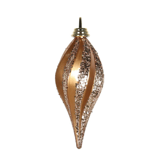 Vickerman 8'' Sand Gold Glitter Swirl Drop Christmas Ornament