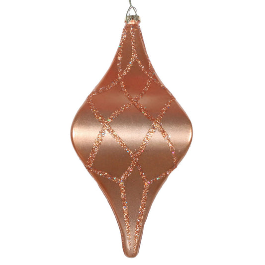 Vickerman 8" Rose Gold Candy Glitter Net Drop Christmas Ornament