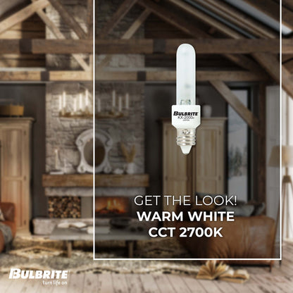 BULBRITE KRYPTON/XENON T3 MINI-CANDELABRA SCREW (E11) 40W DIMMABLE LIGHT BULB 2700K/WARM WHITE 2PK (473141)