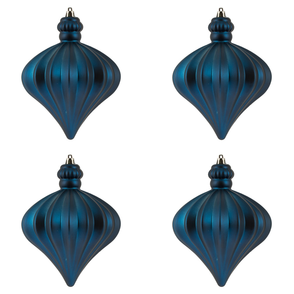 Vickerman 6" Midnight Blue Matte Onion Drop Christmas Ornament 4 per pack