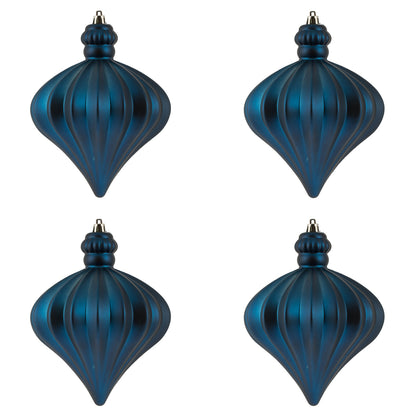 Vickerman 6" Midnight Blue Matte Onion Drop Christmas Ornament 4 per pack