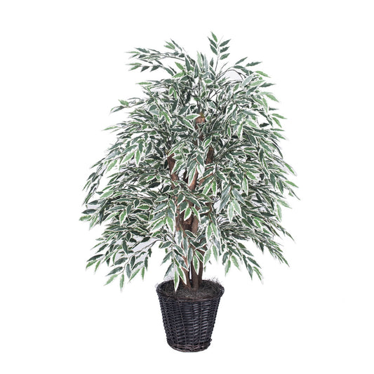 Vickerman 4' Artificial Variegated Smilax Extra Full Bush Rattan Basket