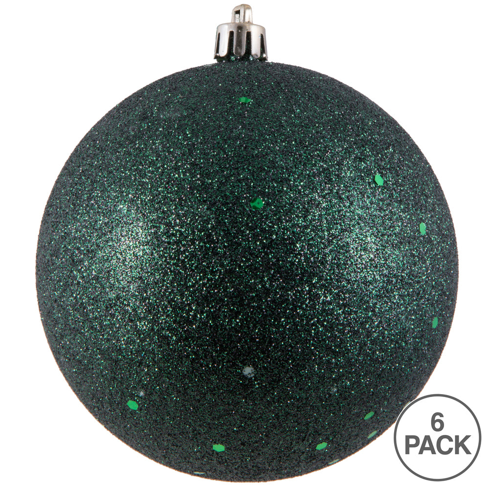 Vickerman 4" Midnight Green Sequin Ball Ornament 6 per Bag