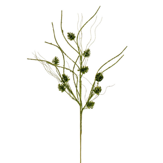 Vickerman 32" Lime Mini Pinecone Twig Glitter Spray 6 per bag.