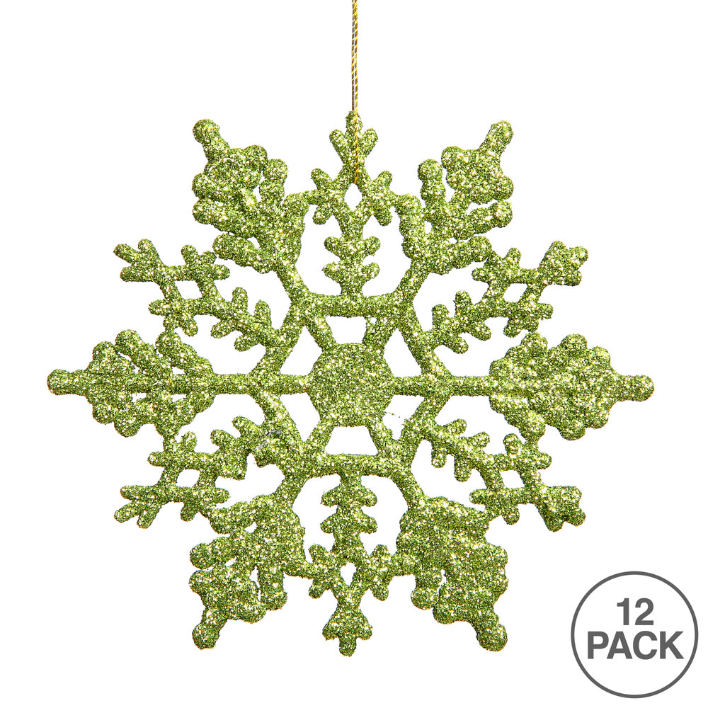 Vickerman 6.25" Lime Glitter Snowflake Christmas Ornament 12 per Box