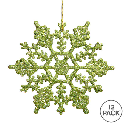 Vickerman 6.25" Lime Glitter Snowflake Christmas Ornament 12 per Box