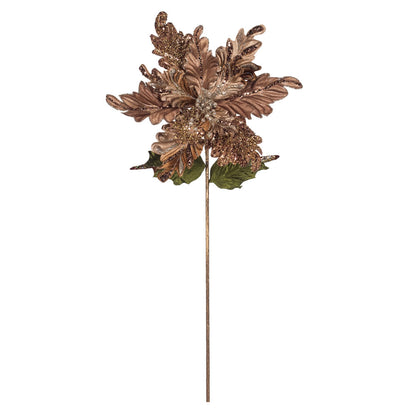Vickerman 20" Chocolate Glitter Poinsettia Artificial Christmas Stem Pack of 3