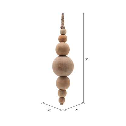 Vickerman 5" Natural Wooden Bead Ornament 2 pieces per unit.