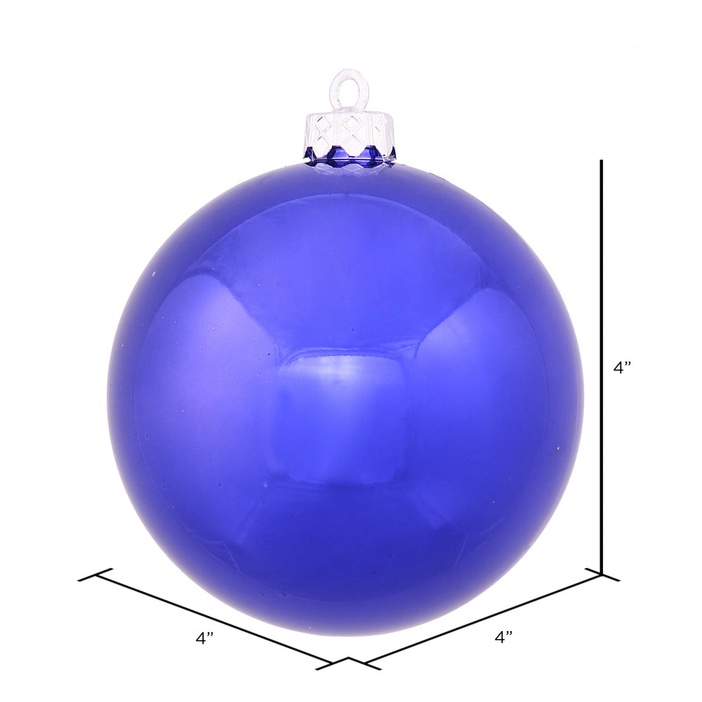 Vickerman 4" Cobalt Shiny Ball Ornament 6 per Bag