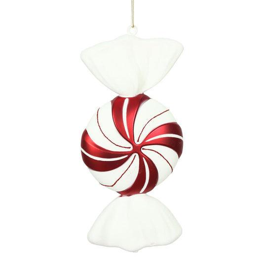 Vickerman 12" Red and White Round Swirl Candy Christmas Ornament Pack of 2