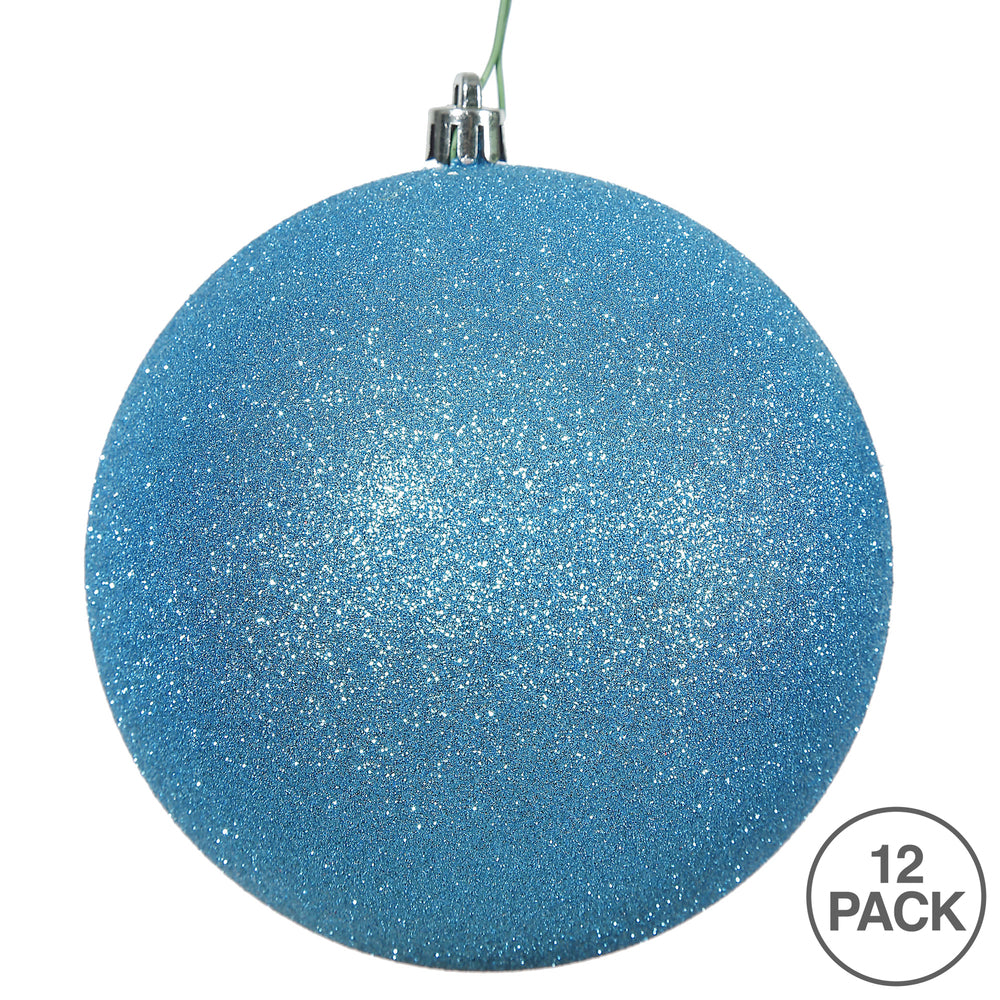 Vickerman 3" Turquoise Glitter Ball Ornament 12 per Bag