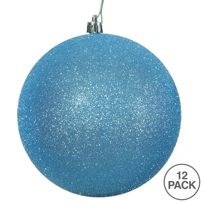 Vickerman 3" Turquoise Glitter Ball Ornament 12 per Bag