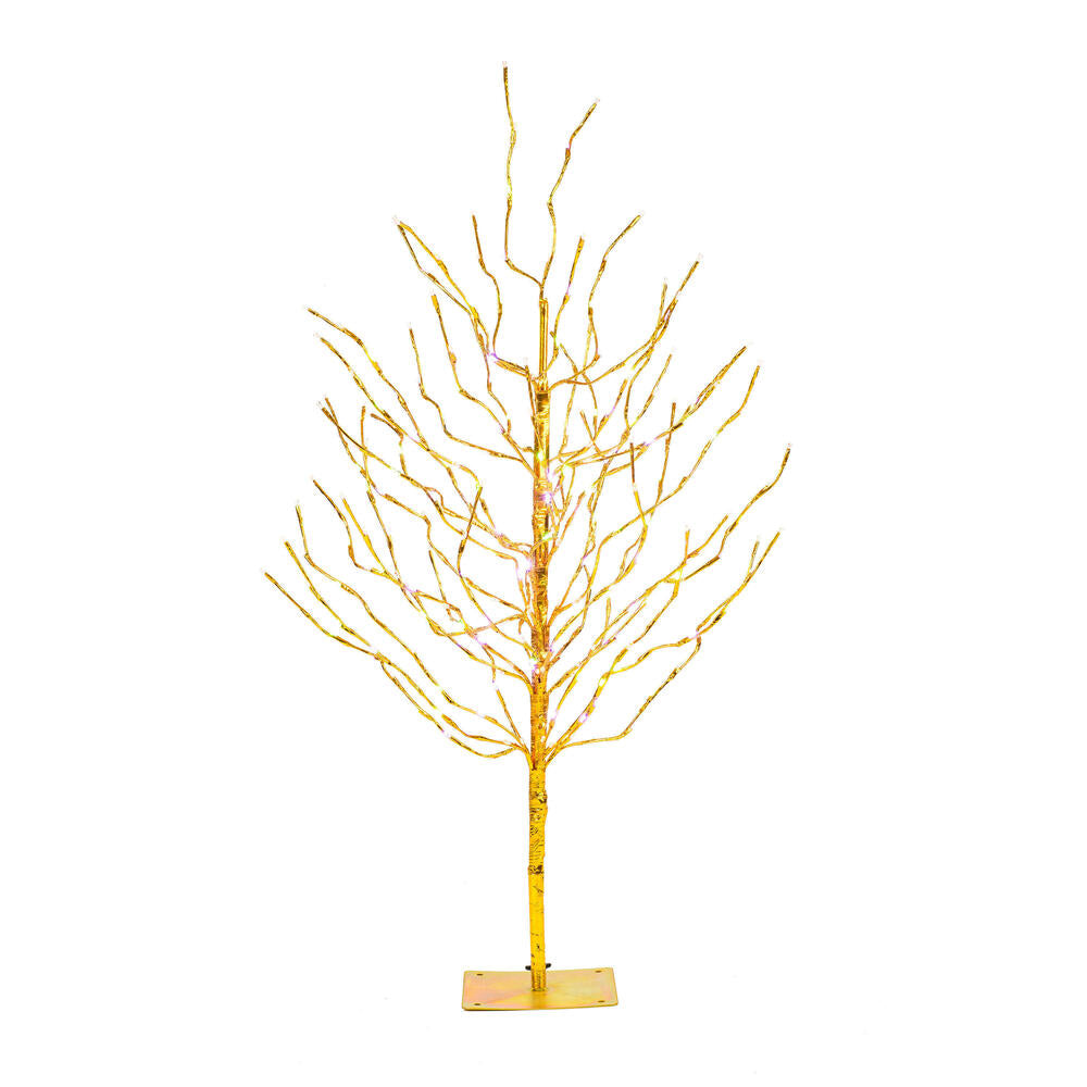 4' Gold Tree LED280 Twkl Pur-G0ld-Grn Lt