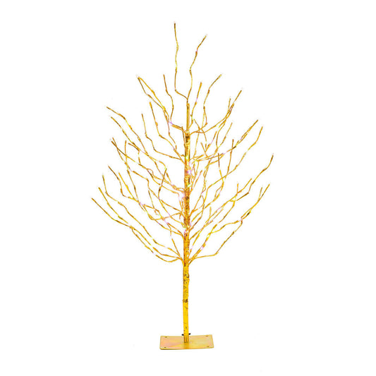 4' Gold Tree LED280 Twkl Pur-G0ld-Grn Lt