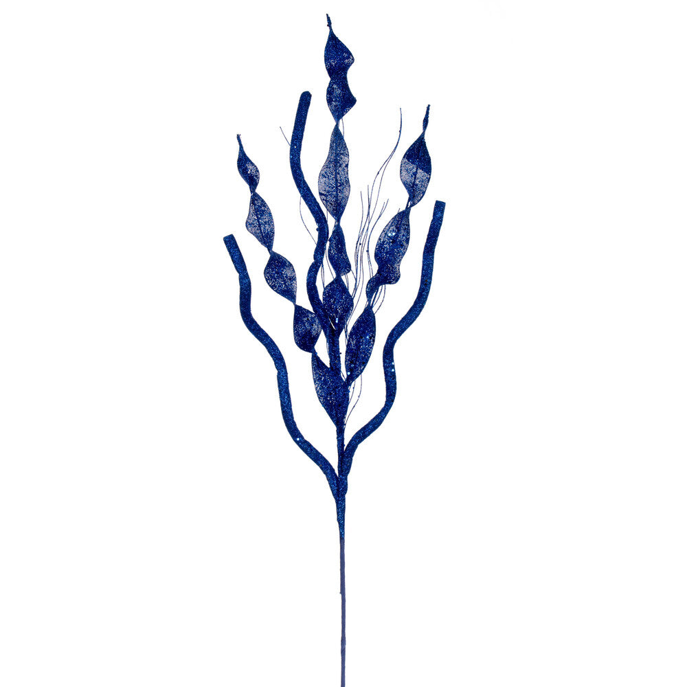 Vickerman 34" Blue Multi Spiral Glitter Spray 4 per bag.