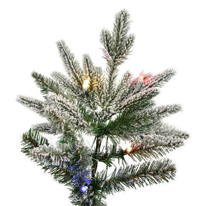 Vickerman 7.5' x 44" Flocked Vail Pine Artificial Christmas Tree Multi-colored Dura-Lit® LED Lights