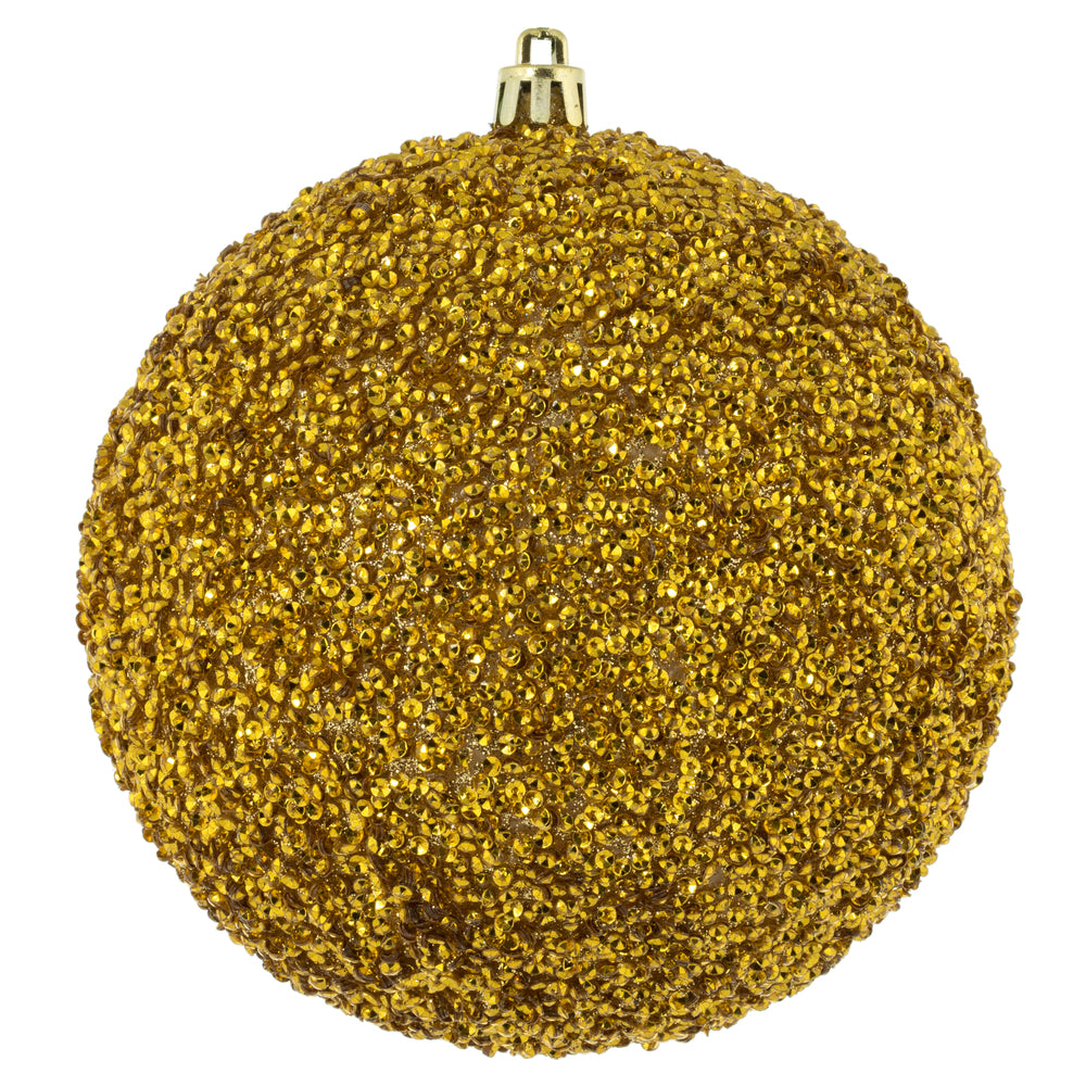 Vickerman 4.75" Gold Beaded Ball Ornament 6 per Bag