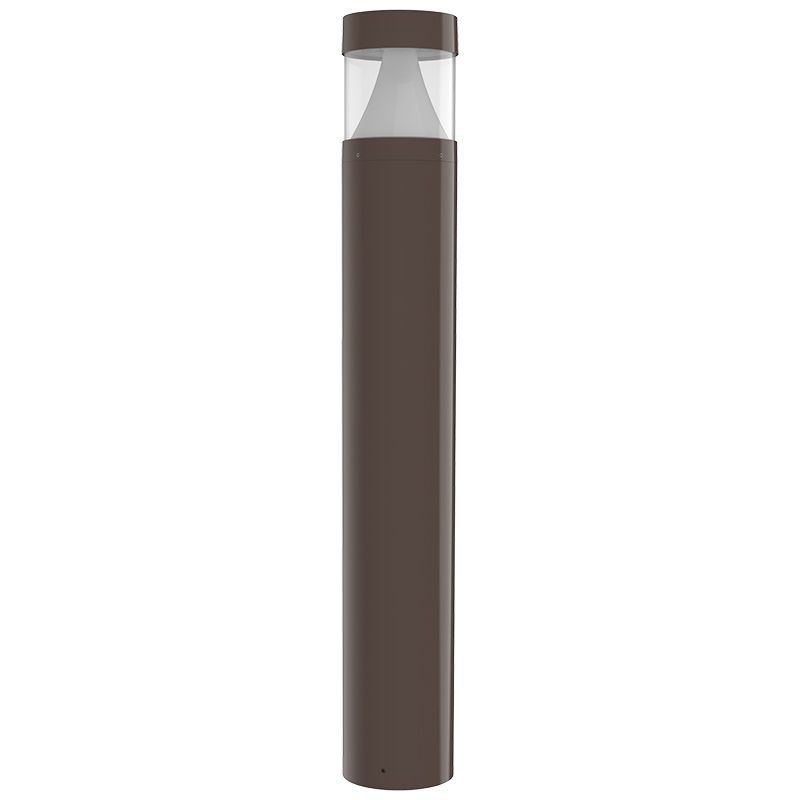 Westgate Bollard 42In Round Flat Top Louver Clear Lens Adj. 12-22W 30/40/50K, Bronze, Outdoor Lighting, 12~22W, 130 Lumens/W, 30K/40K/50K, Bronze Finish, 0~10V Dimmable