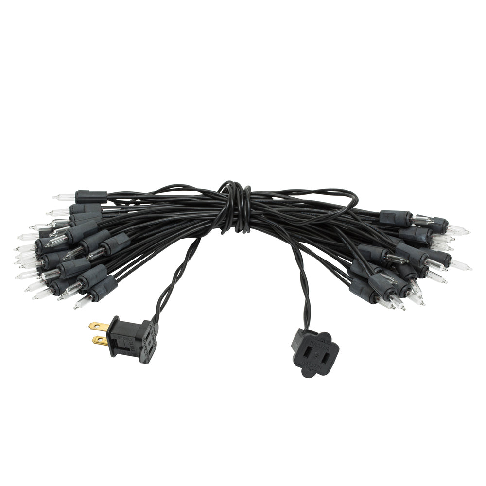 Vickerman 50 Clear Dura-lit Mini Light on Black Wire, 37' Christmas Light Strand