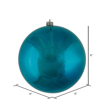 Vickerman 6" Sea Blue Shiny Ball Ornament 4 per Bag