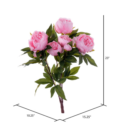 Vickerman 23" Artificial Brush Pink Peony Spray.