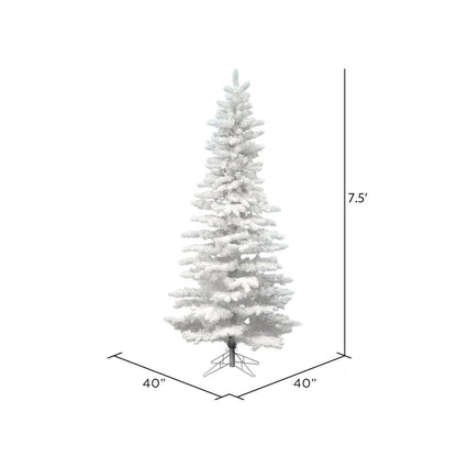 Vickerman 7.5' Flocked White Slim Artificial Christmas Tree Unlit