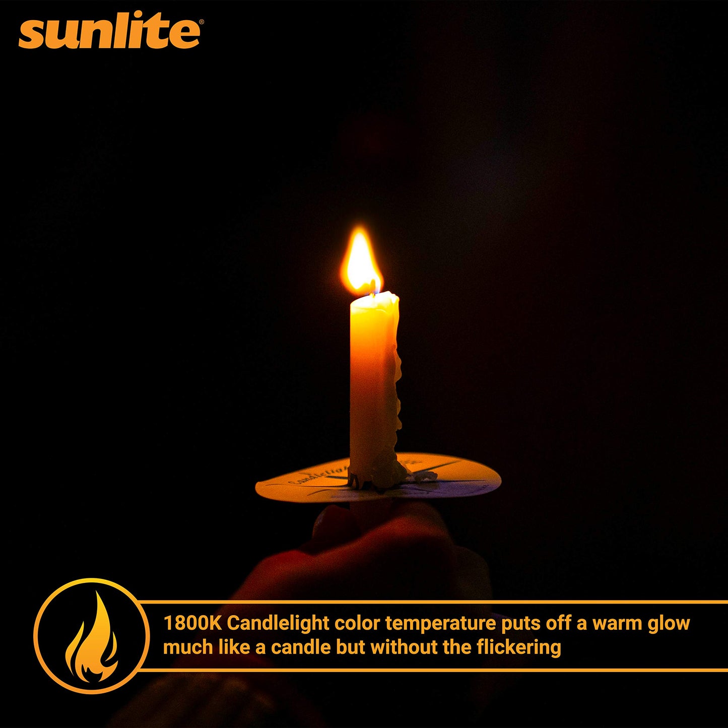 Sunlite 80449 LED Filament CA11 Flame Tip Chandelier Light Bulb, 4 Watts (40W Equivalent), Medium E26 Base, Dimmable, Edison Style, 6 Pack 1800K Candle-Light