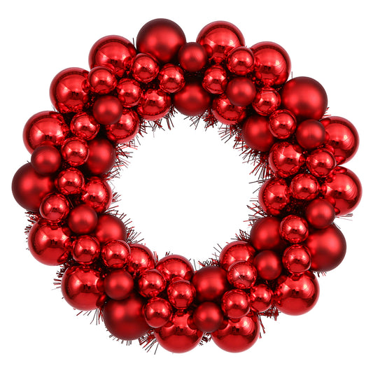 Vickerman 12" Red Shiny and Matte Ball Wreath