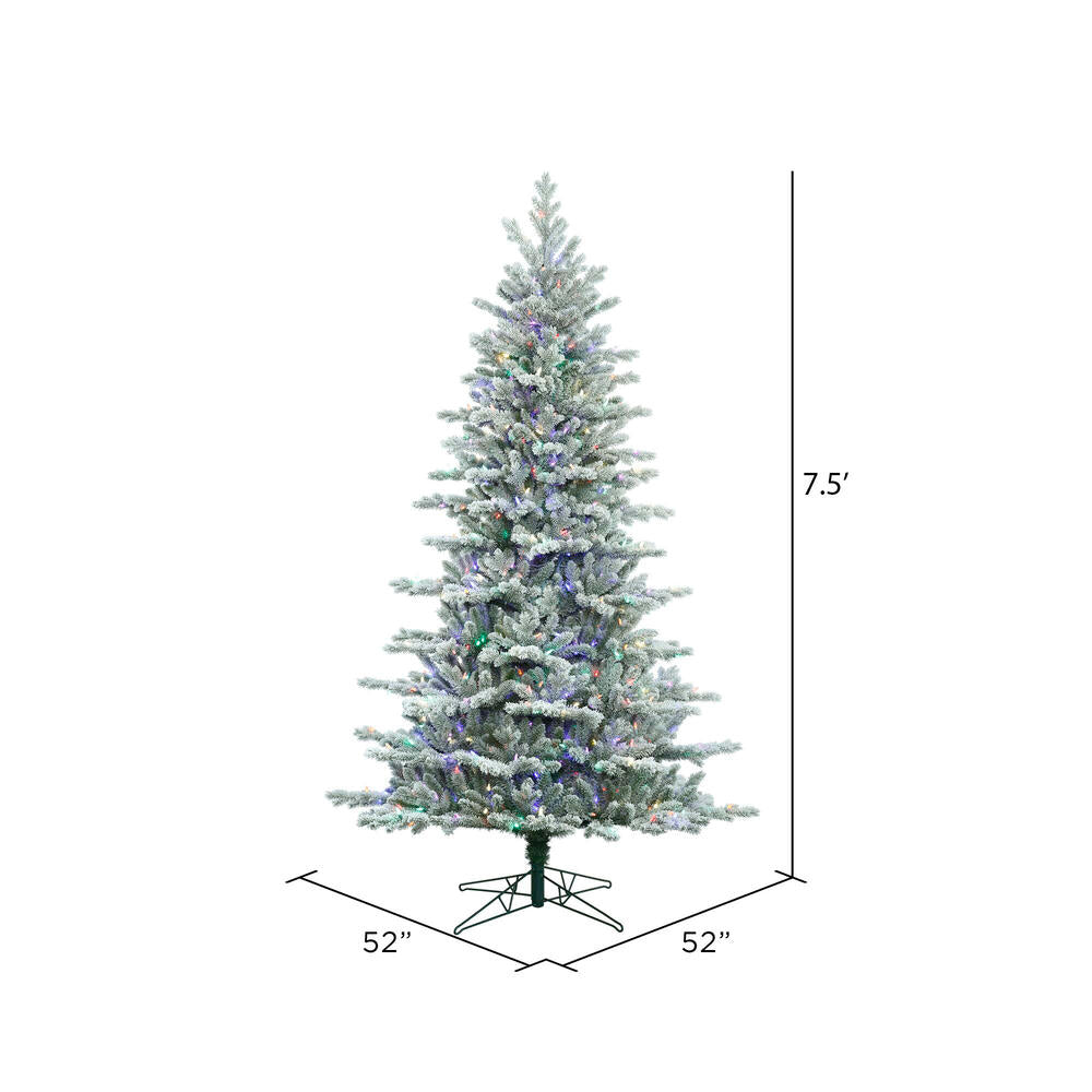 Vickerman 7.5' Frosted Eastern Fraser Fir Artificial Christmas Tree Multi-colored Dura-Lit LED lights