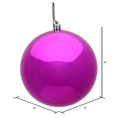 Vickerman 4" Fuchsia Shiny Ball Ornament 6 per Bag
