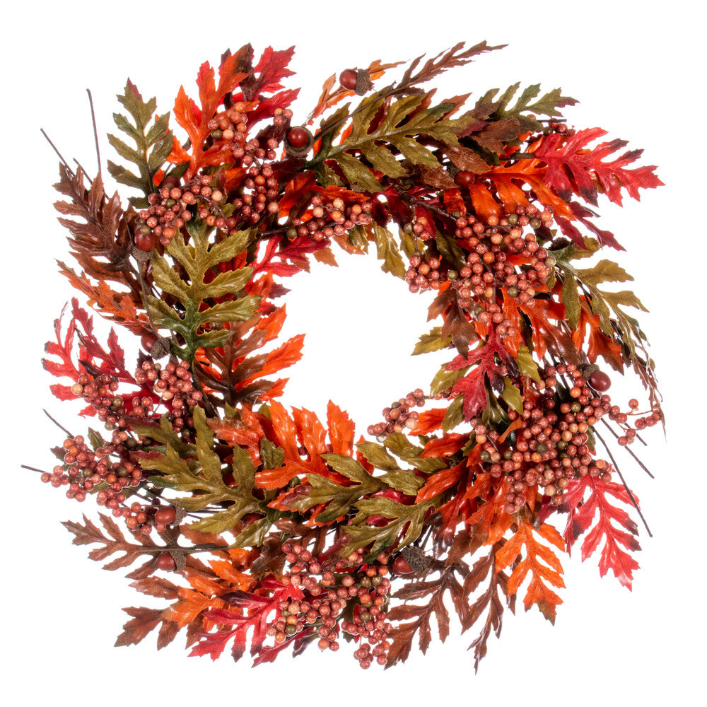 Vickerman 22" Artificial Oak Leaf Acorn Berry Wreath.