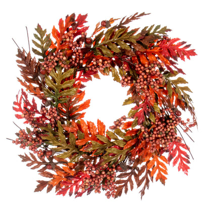 Vickerman 22" Artificial Oak Leaf Acorn Berry Wreath.
