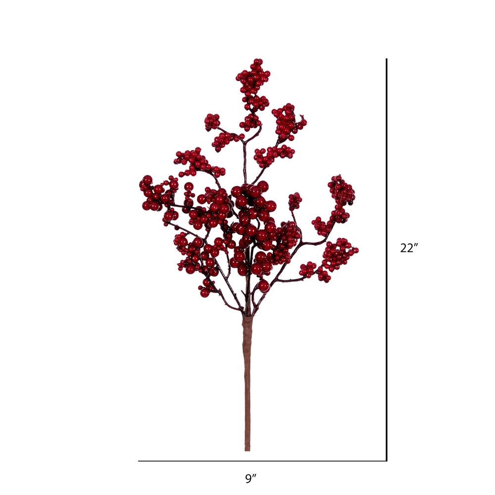 Vickerman 22" Artificial Red Outdoor Weather Resistant Berry Spray 6 sprays per pack.