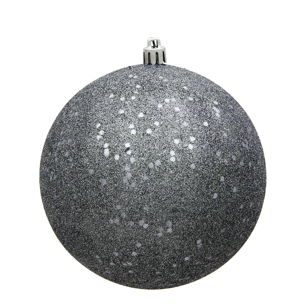 Vickerman 6" Pewter Sequin Ball Ornament 4 per Bag