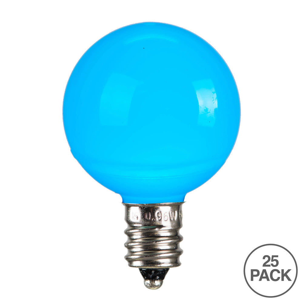 Vickerman G40 Teal Ceramic LED Nickel Base Bulb E12120V .6 Watts Dimmable 25 Bulbs per Pack