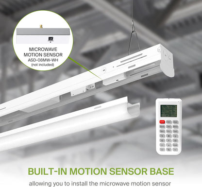 ASD Lighting LED Striplight Fixture with Q-base 8feet Power Adjustable 65/75/90W 120-277V CCT Selectable 3500/4000/5000K with Battery back-up 15W Dimmable White UL DLC Standard