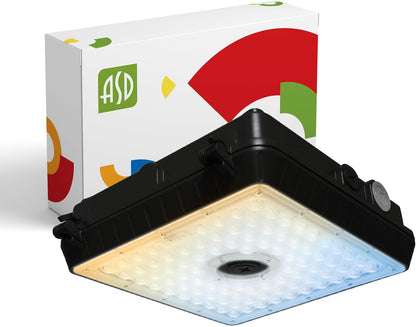 ASD Lighting LED Low-Profile Canopy with Q-base 45W 120-277V 0-10V Dimmable 140Lm/W 3000/4000/5000K Black UL DLC Premium